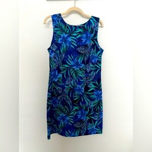 Gorgeous floral sleeveless shift blues and greens AGB size 12